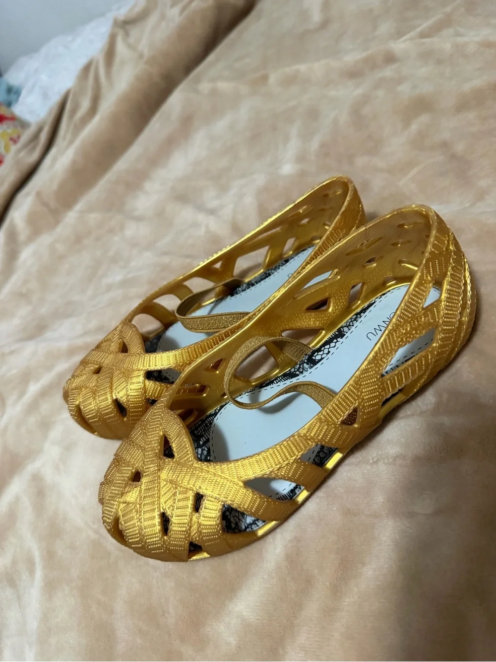 Mini Melissa x Jason Wu Kids Gold Mary Jane Jelly Sandals Size 12